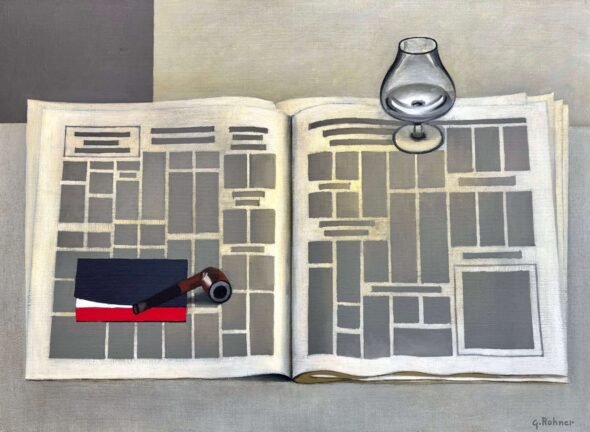 Journal, pipe et verre