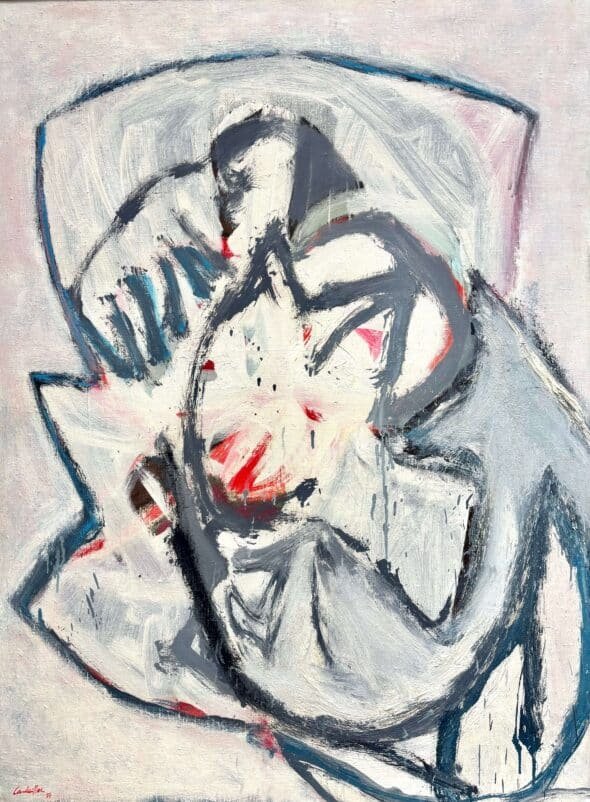 Abstraction grise et touche de rouge