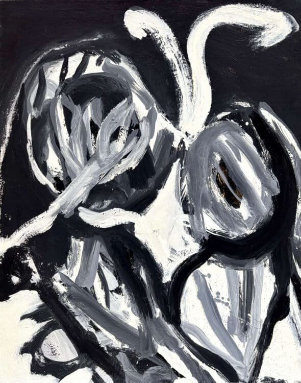 Abstraction grise au fond noir