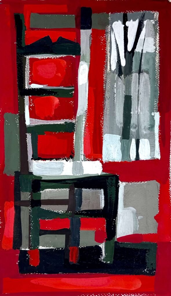 Chaise sur fond rouge